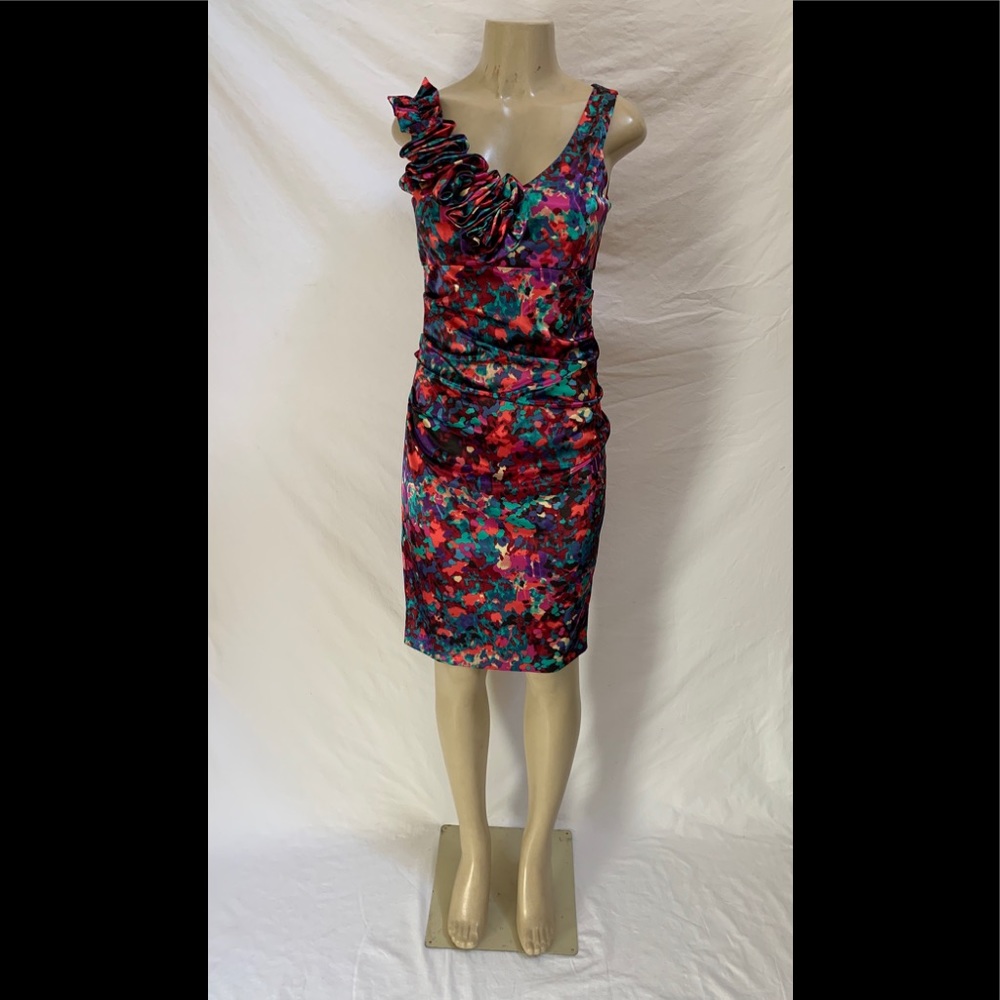 London Times Sz 6 Multicolor Abstract Print Dress